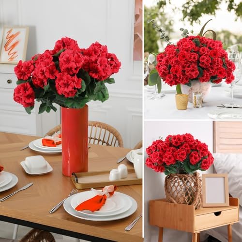 Hananona Artificial Geranium Flowers for Outdoors