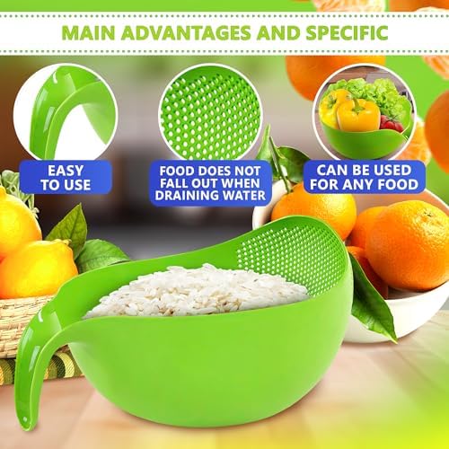 Rice Cleaning Strainer Bowl with Handle