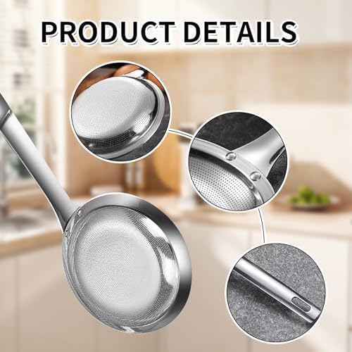 Fine Mesh Stainless Steel Colander with Handle for Kitchen