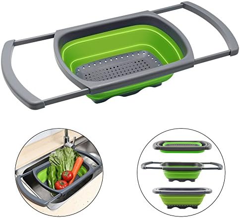 QiMH 6 Quart Collapsible Colander with Extendable Handles