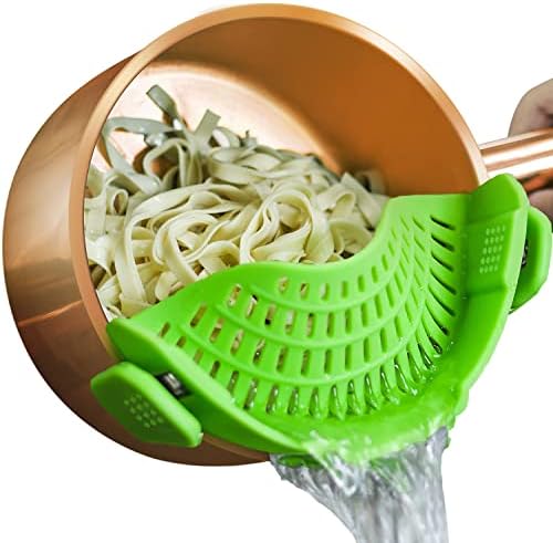 AUOON Clip On Strainer Silicone Pots and Pans Green