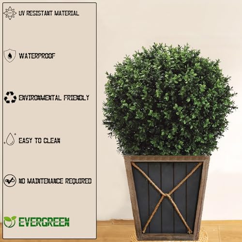 QAOUIEP Real Touch Leaves - 24 T with 17 W Faux Boxwood Topiary Trees