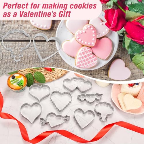 Valentines Day Cookie Cutters 8 Pcs Heart Shapes Stainless Steel Biscuit Molds