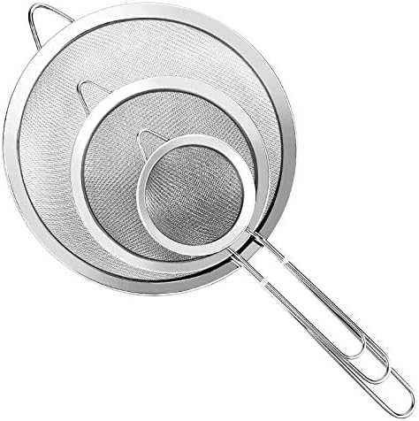 3 Pcs Stainless Steel Fine Mesh Strainer with Handle