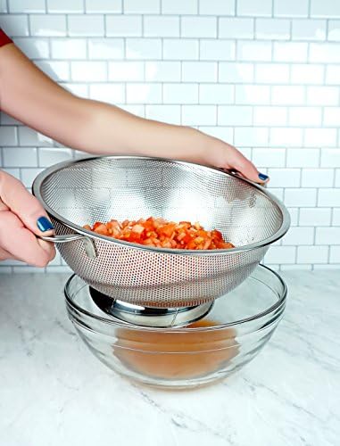 5-Quart Precision Pierced Stainless Steel Colander Silver