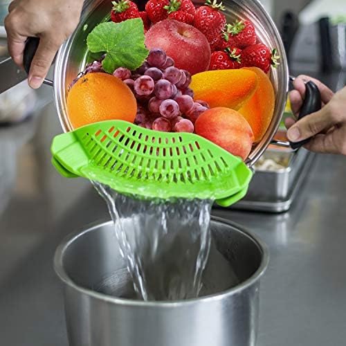 AUOON Clip On Strainer Silicone Pots and Pans Green
