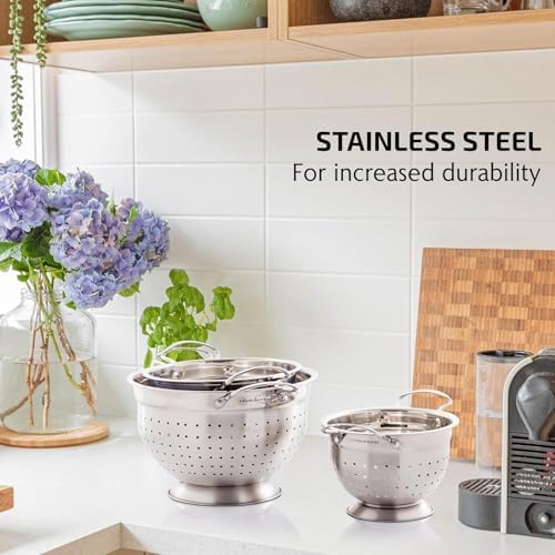 OVENTE Premium Stainless Steel Colander Set for Home Kitchen