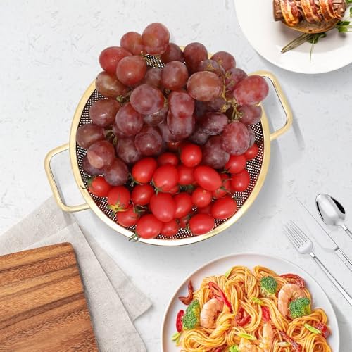 Stainless Steel Gold Strainer with Handle for Kitchen Use