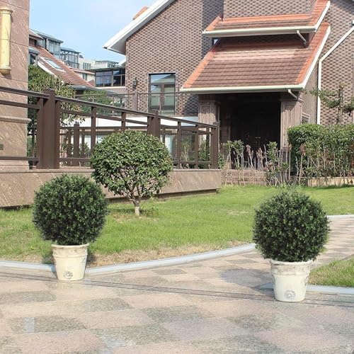 QAOUIEP Real Touch Leaves - 24 T with 17 W Faux Boxwood Topiary Trees