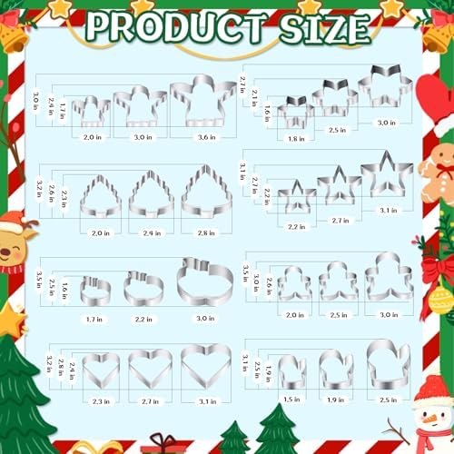 24 Christmas Cookie Cutters Set - Holiday Baking Tools