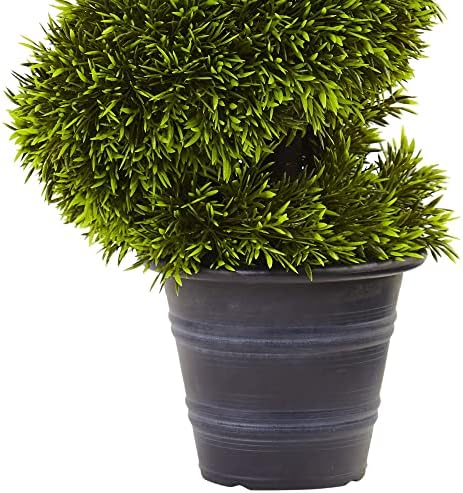 Nearly Natural 3ft Plastic Spiral Topiary with Deco Planter