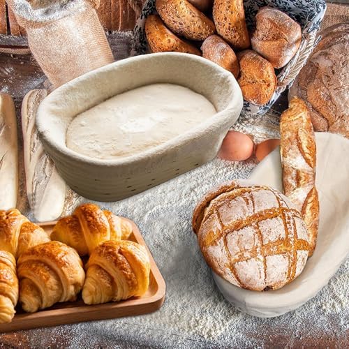 Sourdough Baking Made Perfect 2-Piece Round Oval Proofing Baskets with Indonesian Rattan