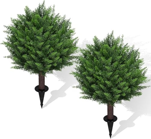 Artificial Set of 2 Cedar Topiary Ball Trees 165