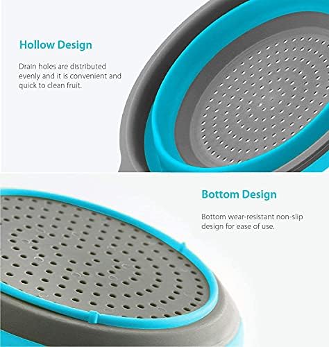 ddLUCKErgonomic Space-Saving Collapsible Silicone Strainer with Handle for Pasta Veggies