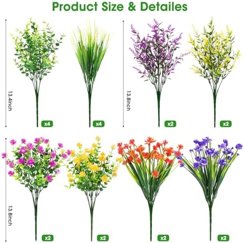 20 Pack Fake Plastic Artificial Flowers Outdoor Garden Decor