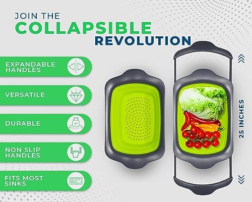 Collapsible Silicone Kitchen Heat-Resistant Extendable 6-Qart camping-friendly