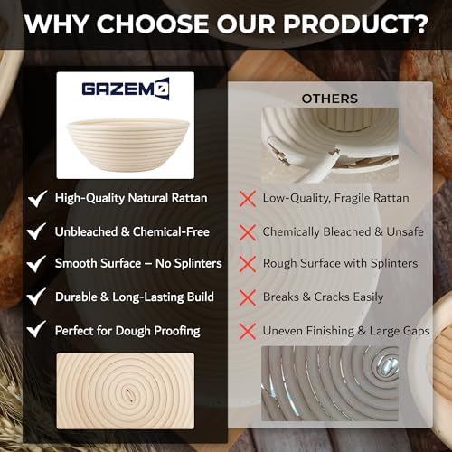GAZEMO BAnneton Proofing Basket Set - 10 9 Oval Round