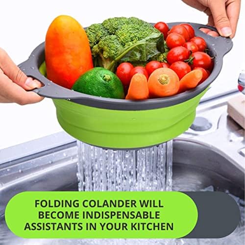 Effortlessly Draining silicone collapsible colander with Handle