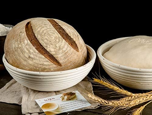 Set of 2 Round 98 inch Banneton Proofing Basket with Liner SUGUS HOUSE