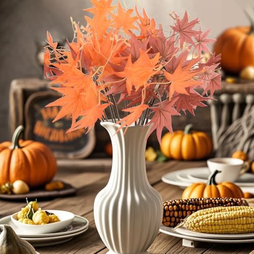 WHOA 20PCS MAPLE LEAVES DECORATION WITH STEM FOR HOME