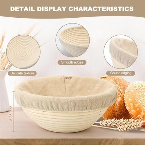 Yeatruojeet 10-Inch Rattan Bread Baskets Set of 2