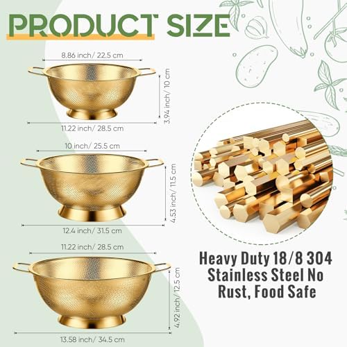 3-Piece Stainless Steel Colander Set