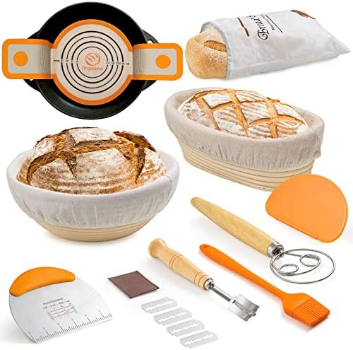 Banneton Bread Proofing Basket Set Handmade Sourdough Baking Supplies
