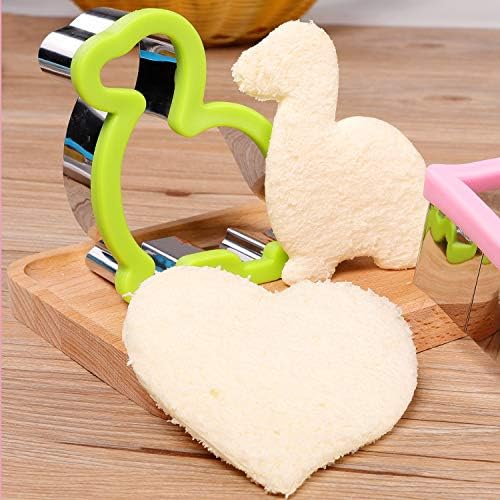 Stainless Steel Sandwich Cutters Set - Dinosaur Heart Star Shape Safe for Kids