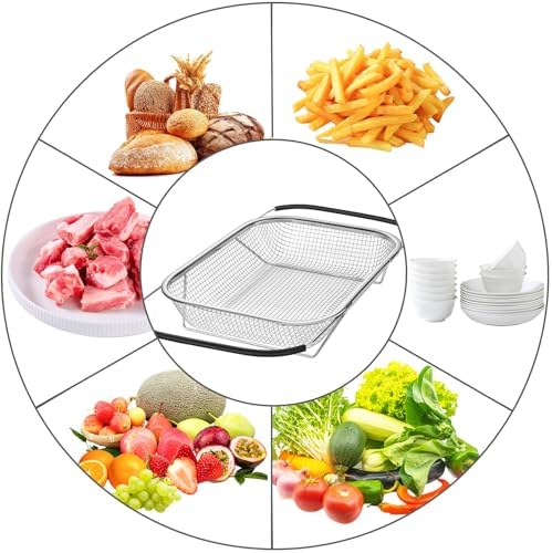 Stainless Steel Colander with Expandable Handles for Fruits and Vegetables