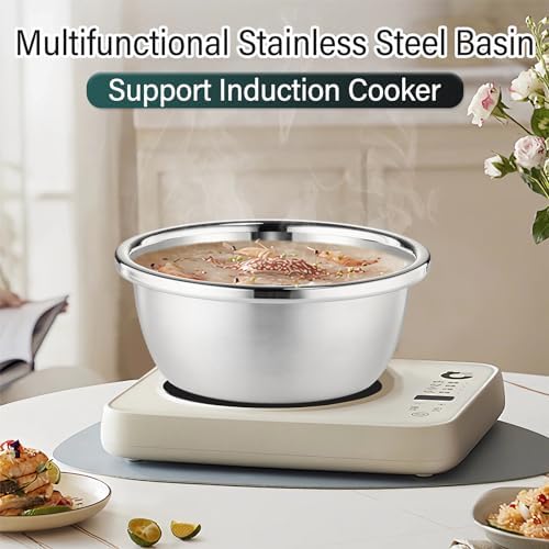 POPGRADE 304 Stainless Steel 4QT Colander Salad Bowl Set