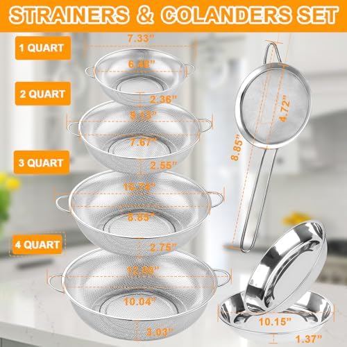 Stainless Steel Colander Set Durable Rust-Proof Kitchen Tool