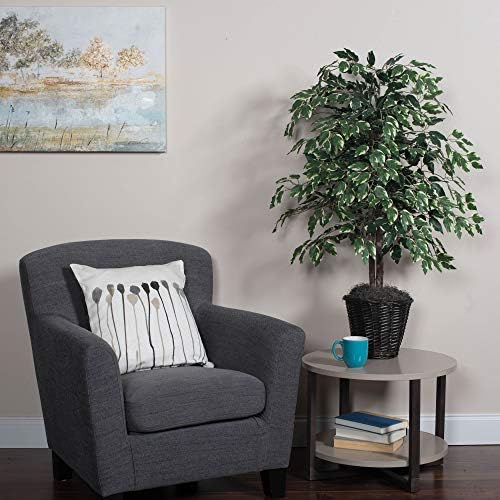 Magnificent Handcrafted Artificial Variegated Ficus Bush with Real Wood Trunks from the USA
