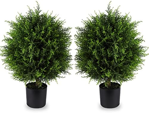 Perfect 2x Fake Cedar Topiary Bush for HomeGarden