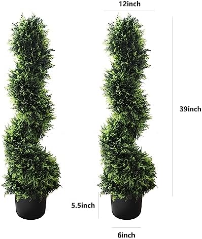 Stylish Spiral Boxwood Artificial Cedar Topiary
