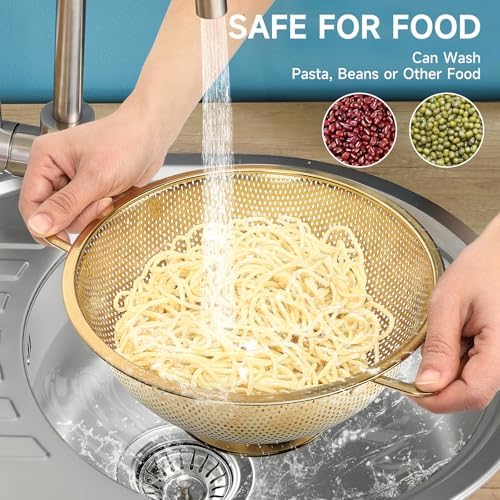 Stainless Steel Gold Strainer with Handle for Kitchen Use