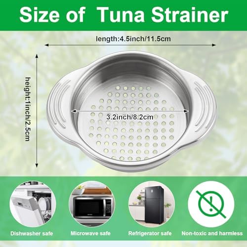 Classy 2-Piece Metal Tuna Can Strainer Stainless Steel for Home Kitchen