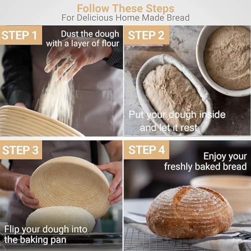 Effortless Sourdough Rise 2 Banneton Bread Proofing Baskets for Oval Loaves