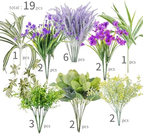 Vibrant 19 Bunches Fake Plants Outdoor