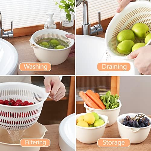 Sunkaioo 2 in 1 Kitchen Colander Set with Bowl Strainer