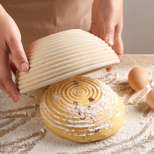 Yeatruojeet 10-Inch Rattan Bread Baskets Set of 2