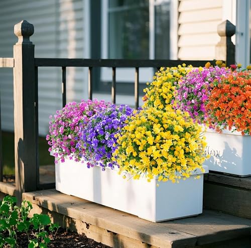 20 Pack Fake Plastic Artificial Flowers Outdoor Garden Decor