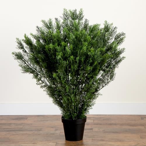Nearly Natural Cedar Bush 4-Foot tall Black nursery pot