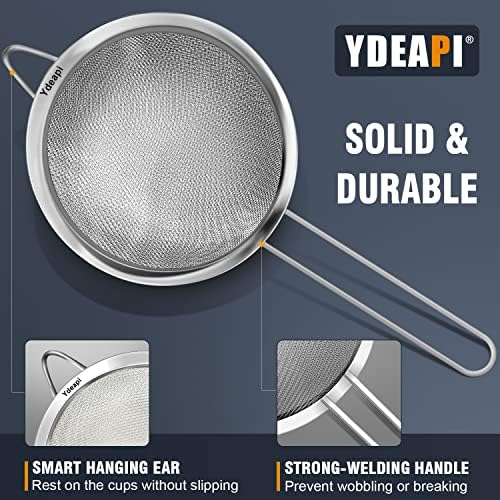 63 Fine Mesh Strainer with Handle Premium Stainless Steel for Kitchen Use