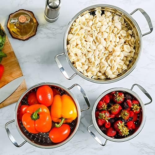 OVENTE Premium Stainless Steel Colander Set for Home Kitchen