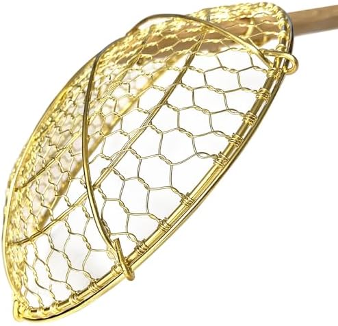 5 Round Brass Spider Strainer with Bamboo Handle