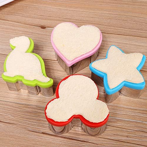 Stainless Steel Sandwich Cutters Set - Dinosaur Heart Star Shape Safe for Kids