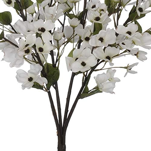 Artificial 24-inch Cream Dogwood Bush Set of 6