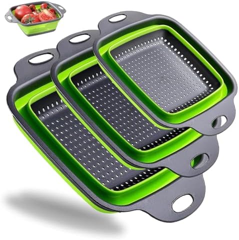Perfect 3-Pack Silicone Strainer for Kitchen Essentials Ergonomic Design Premium Quality