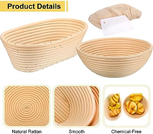 Bread Baking Kit with 10-inch and 9-inch Proofing Baskets
