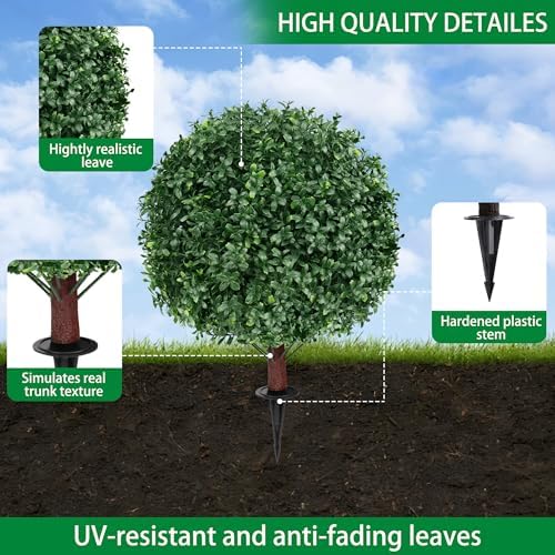 16-Inch Realistic Boxwood Topiary Balls 2-Pack
